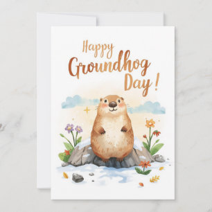 Groundhog dag waterverf feestdagenkaart