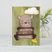 Groundhog dag waterverf feestdagenkaart (Staand voorkant)