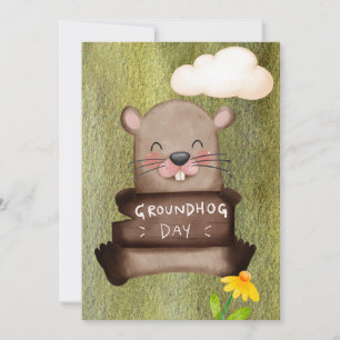 Groundhog dag waterverf feestdagenkaart