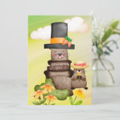 Groundhog dag waterverf feestdagenkaart (Staand voorkant)