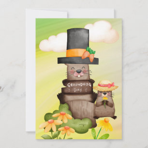 Groundhog dag waterverf feestdagenkaart