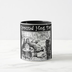Groundhog-dag zwarte witte afbeelding Mok