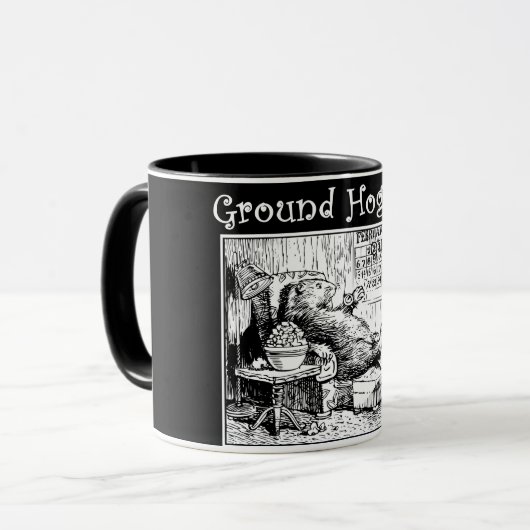  Groundhog-dag zwarte witte afbeelding Mok (Voorkant links)