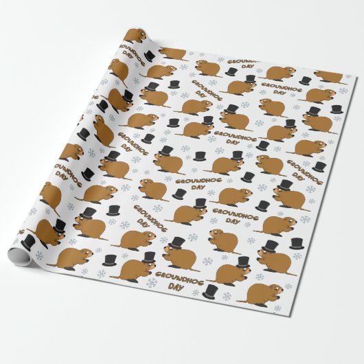 Groundhog dagpatroon cadeaupapier (Uitgerold)