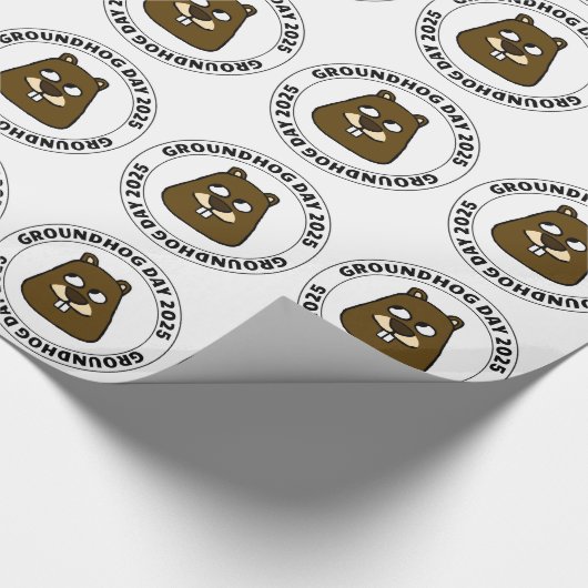 Groundhog Day 2025 met Groundhog gezicht Cadeaupapier (Hoek)