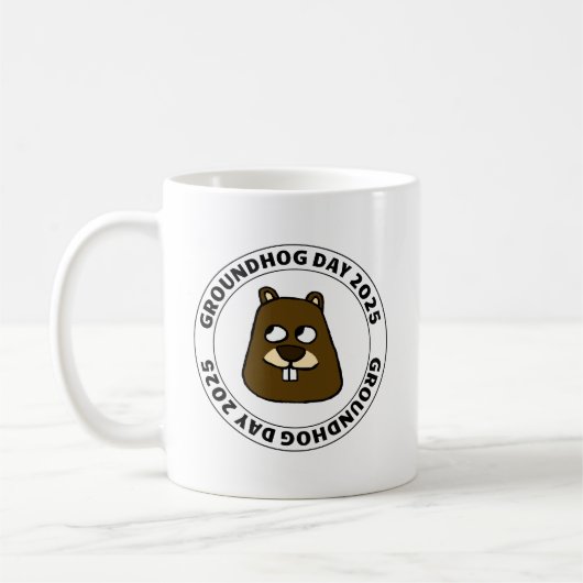 Groundhog Day 2025 met Groundhog gezicht Koffiemok (Links)