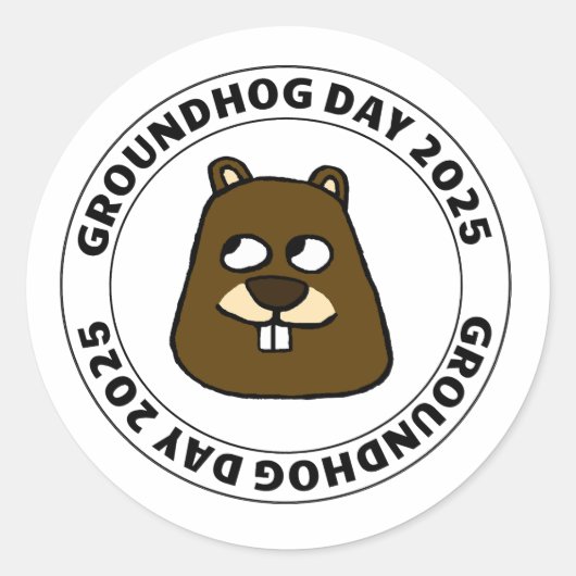 Groundhog Day 2025 met Groundhog gezicht Ronde Sticker (Voorkant)