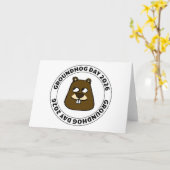 Groundhog Day 2026 met Groundhog gezicht Kaart (Gele Bloem)
