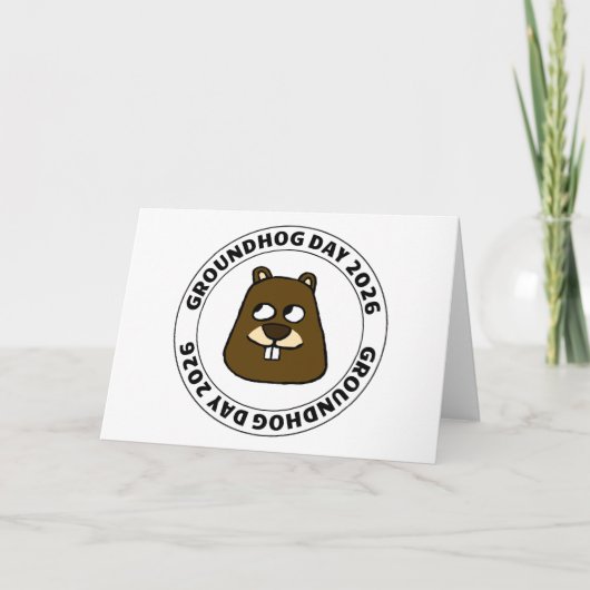 Groundhog Day 2026 met Groundhog gezicht Kaart (Voorkant)