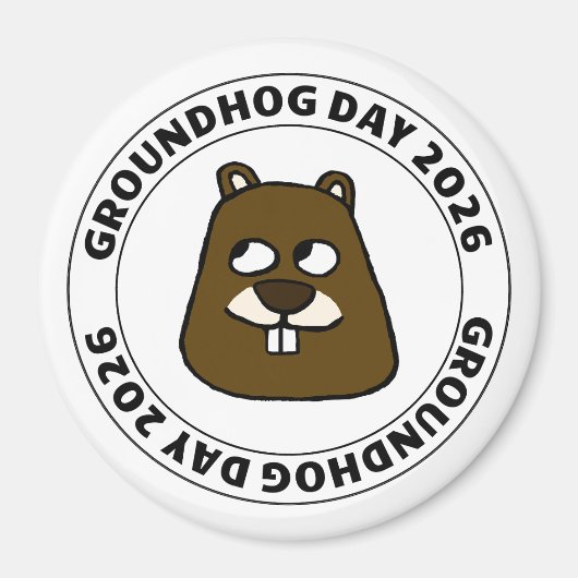 Groundhog Day 2026 met Groundhog gezicht Magneet (Voorkant)