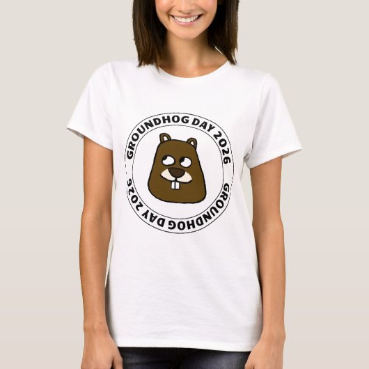 Groundhog Day 2026 met Groundhog gezicht T-shirt (Voorkant)