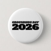 Groundhog Day 2026 Ronde Button 5,7 Cm (Voorkant)