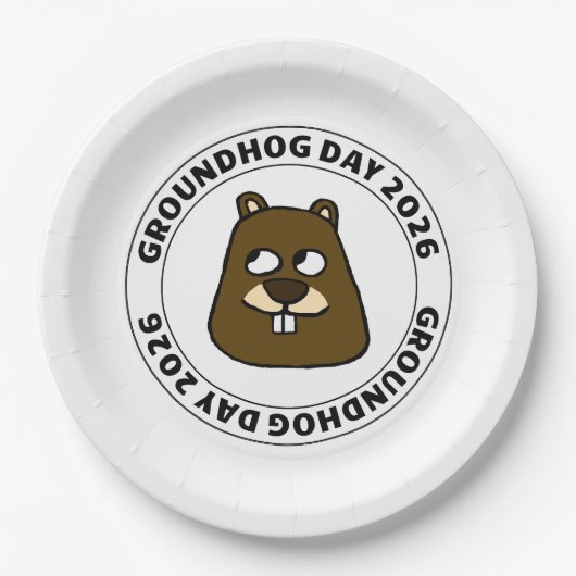 Groundhog Day 2026 with Groundhog face Papieren Bordje (Voorkant)