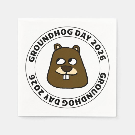 Groundhog Day 2026 with Groundhog face Servet (Voorkant)