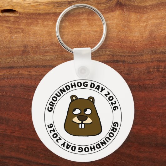 Groundhog Day 2026 with Groundhog face Sleutelhanger (Achterkant)
