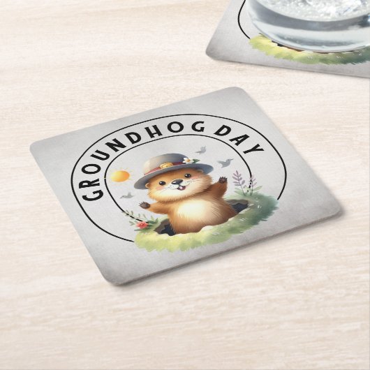 Groundhog day 22 February  Kartonnen Onderzetters (Schuin)