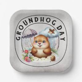 Groundhog day 22 February  Papieren Bordje