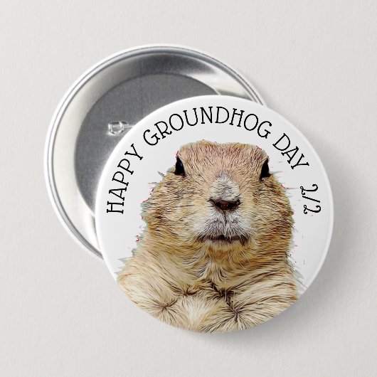 Groundhog Day 2 februari Funny Holiday Button (Voorkant /achterkant)