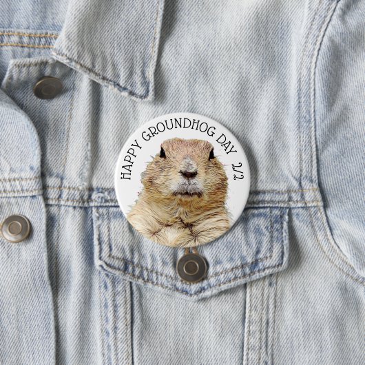 Groundhog Day 2 februari Funny Holiday Button (In situ)