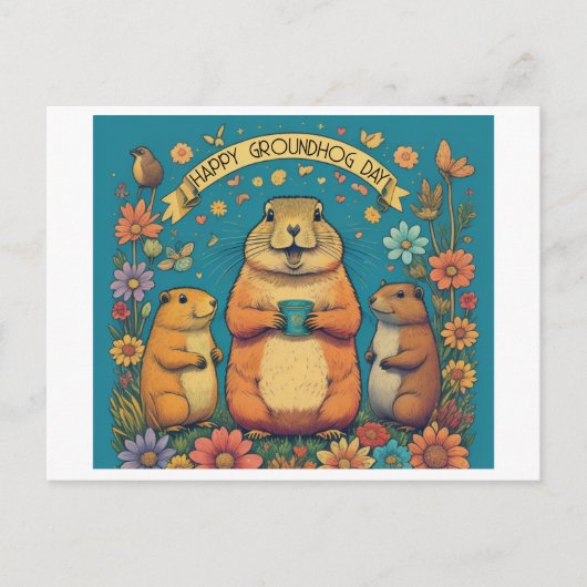 Groundhog Day A Celebration of Spring Briefkaart (Voorkant)