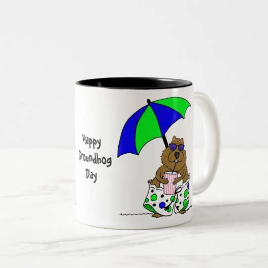 Groundhog Day | Beach Umbrella Tweekleurige Koffiemok (Voorkant rechts)