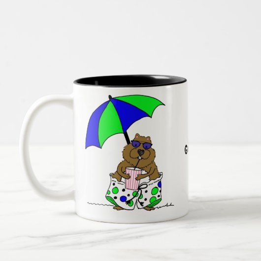 Groundhog Day | Beach Umbrella Tweekleurige Koffiemok (Links)