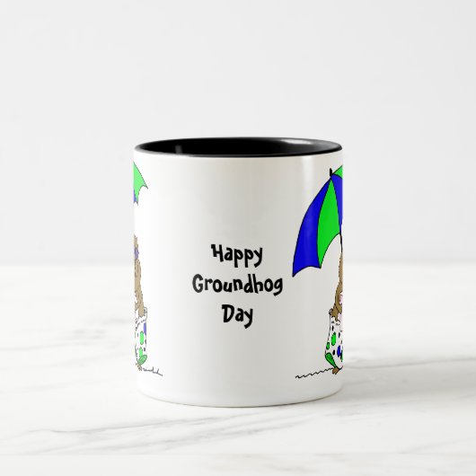 Groundhog Day | Beach Umbrella Tweekleurige Koffiemok (Center)