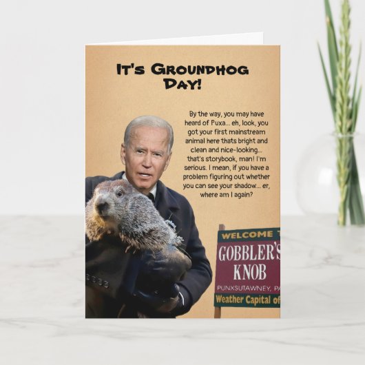Groundhog Day Biden-kaart Feestdagen Kaart (Voorkant)