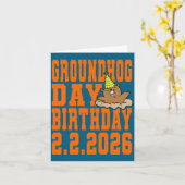 Groundhog Day Birthday February 2nd 2026 Party Ora Kaart (Gele Bloem)