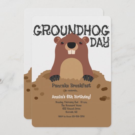 Groundhog Day Birthday Kaart (Voorkant / Achterkant)