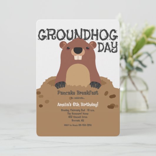 Groundhog Day Birthday Kaart (Staand voorkant)