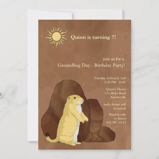 Groundhog Day Birthday Party Invitation Kaart (Voorkant)