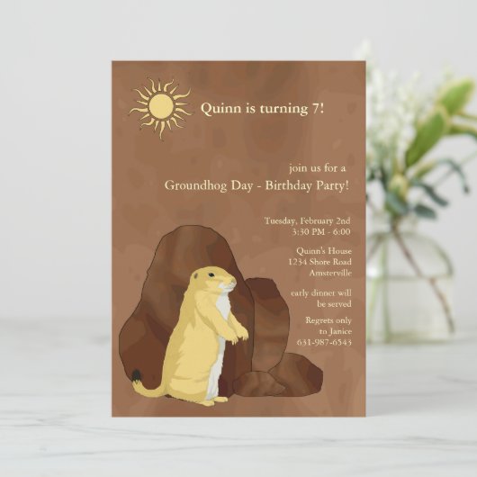 Groundhog Day Birthday Party Invitation Kaart (Staand voorkant)
