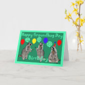 Groundhog Day Birthday Wenskaart Kaart (Gele Bloem)