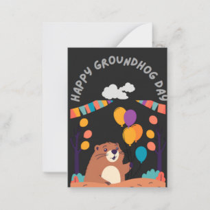 Groundhog Day Celebration: Schaduw of Glans? Notitiekaartje