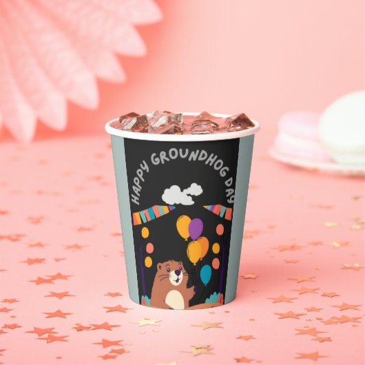 Groundhog Day Celebration: Schaduw of Glans? Papieren Bekers (Insitu)