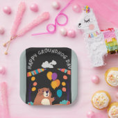 Groundhog Day Celebration: Schaduw of Glans? Papieren Bordje (Feest)