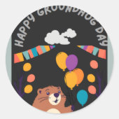 Groundhog Day Celebration: Schaduw of Glans? Ronde Sticker (Voorkant)