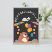 Groundhog Day Celebration: Schaduw of Glans? RSVP Kaartje (Staand voorkant)