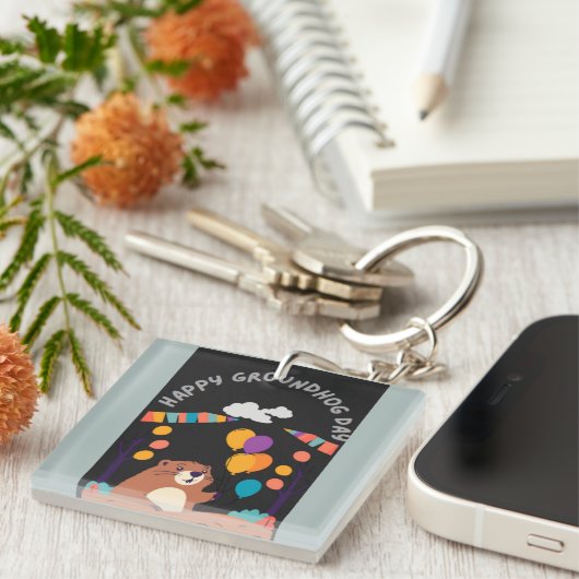 Groundhog Day Celebration: Schaduw of Glans? Sleutelhanger (Voorkant Rechts)