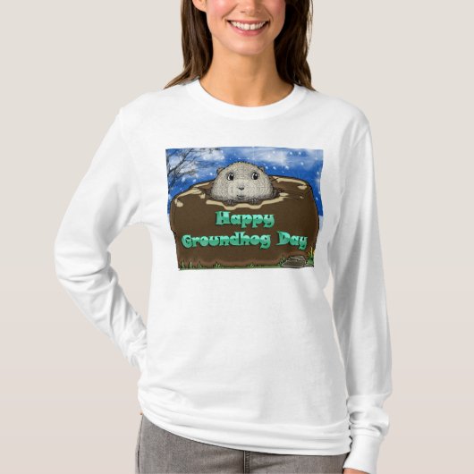 Groundhog Day-dames met lange hoes T-shirt (Voorkant)