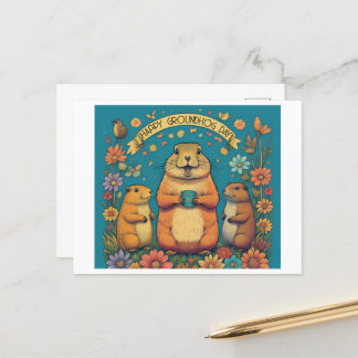 Groundhog Day Een Feest van de Lente Briefkaart