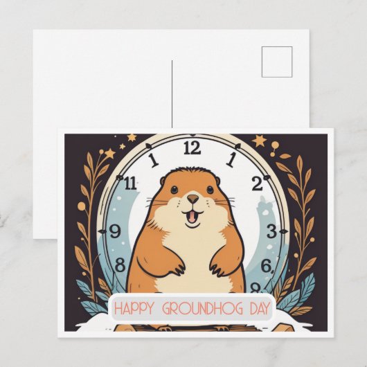 Groundhog Day Een Feest van Lente Briefkaart (Voorkant / Achterkant)