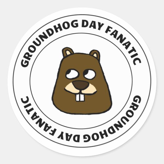 Groundhog Day Fanatic Ronde Sticker (Voorkant)