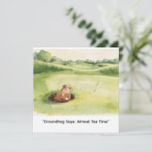 Groundhog Day Golfer Winter Golf Holiday Feestdagenkaart (Staand voorkant)