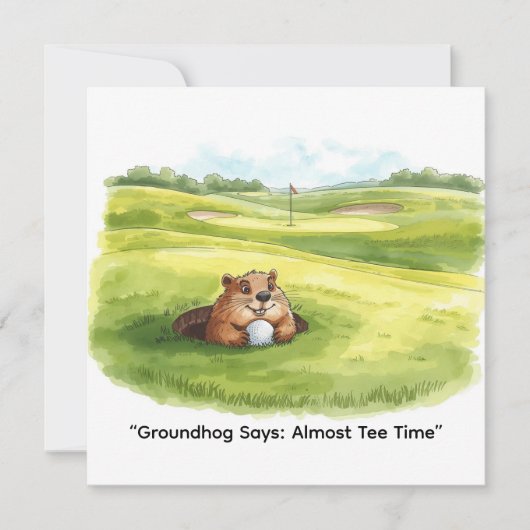 Groundhog Day Golfer Winter Golf Holiday Feestdagenkaart (Voorkant)