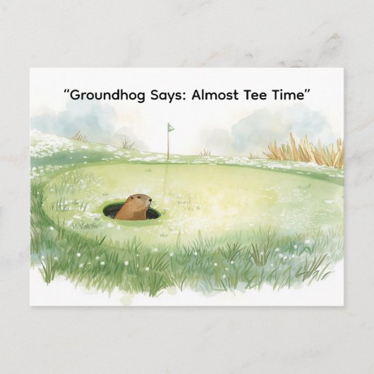 Groundhog Day Golfer Winter Golf Holiday Feestdagenkaart (Voorkant)