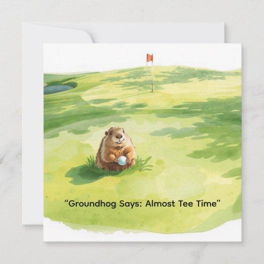 Groundhog Day Golfer Winter Golf Holiday Feestdagenkaart (Voorkant)