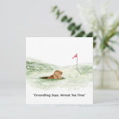 Groundhog Day Golfer Winter Golf Holiday Feestdagenkaart (Staand voorkant)