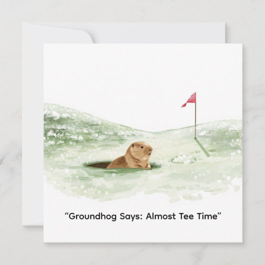 Groundhog Day Golfer Winter Golf Holiday Feestdagenkaart (Voorkant)